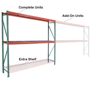 Bulk Rack Wire Deck with Add-On and Extra Shelf